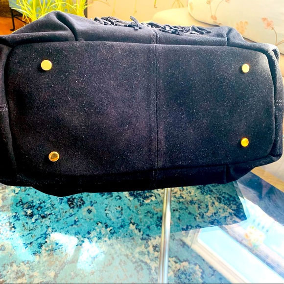 ✨ C. Z. Falconer✨ Black Suede Tassel Handbag W/Braided Leather Handle - Picture 9 of 15